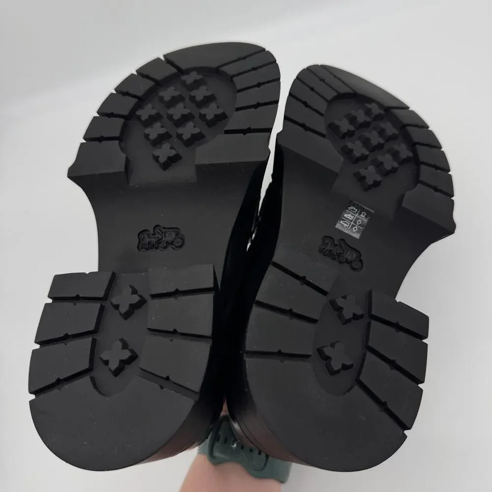 Coach Leah Loafers Womens Size 6 Leather C Logo Lug Sole Shoes CZ382 Black 6B